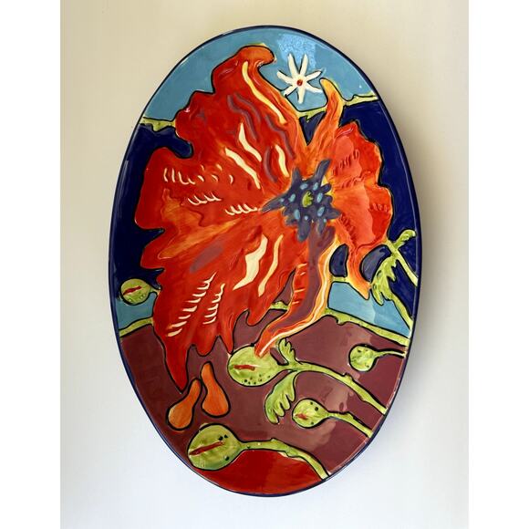 Simon Bull Limited Edition Art Salad Bowl Poppy‎ Flower Van Group Collectible - Picture 5 of 12